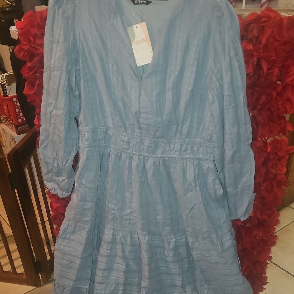 BTFBM NWT Women's Tiered Blue Maxi Dress Size Xlarge